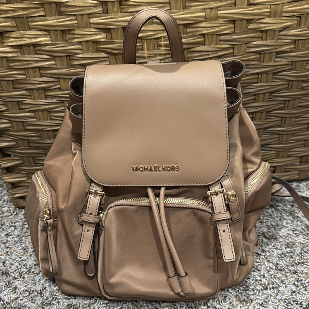 Micheal Kors Midsize Tan Backpack With Original Tags